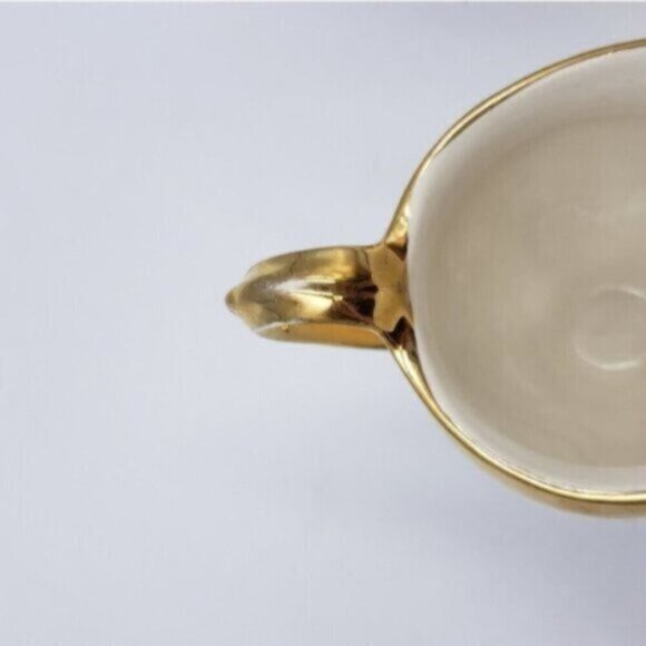 Vintage Royal Winton Grimwades Sugar Bowl & Creamer White Ribbed Golden Trim - Picture 13 of 16